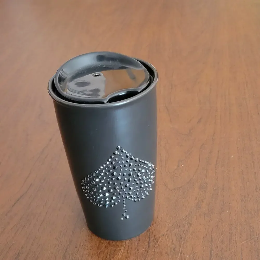 Starbucks 2015 Las Vegas Spade Swarovski Crystal Black Ceramic Travel Tumbler